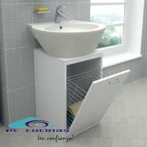 Cesto para ropa con puerta inclinada