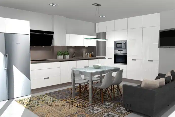cocina 3d blanco brillo