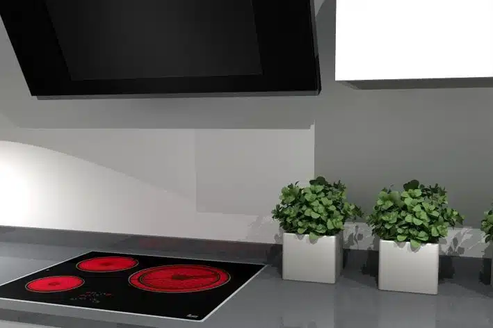 cocina 3d detalle macetas