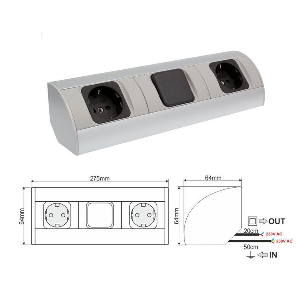 Enchufe para esquina Corner Box 2G+1W - Imagen 2