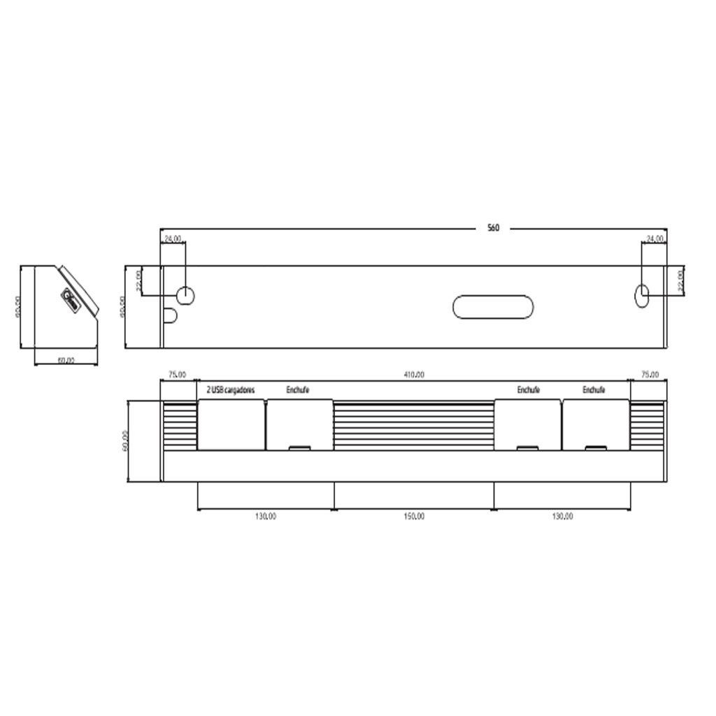 Regleta LED LD 8115 AS con 2 enchufes y 2 USB cargadores - Imagen 4